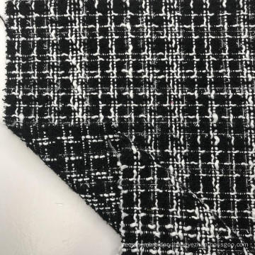 Metallic Polyester Plaid Woven Woolen Tweed Fabric